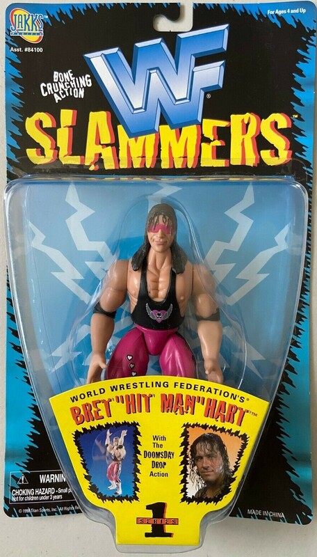 1998 WWF Jakks Pacific Slammers Series 1 Bret "Hit Man" Hart Action & Toy Figures PWcatalog