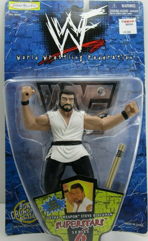1998 WWF Jakks Pacific Superstars Series 6 "Lethal Weapon" Steve Blackman Action & Toy Figures PWcatalog