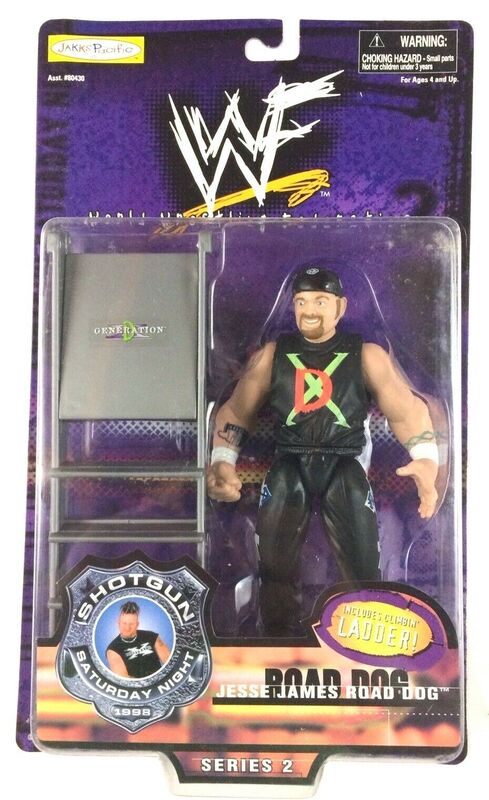 1999 WWF Jakks Pacific Shotgun Saturday Night Series 2 "Road Dog" Jesse James Action & Toy Figures PWcatalog