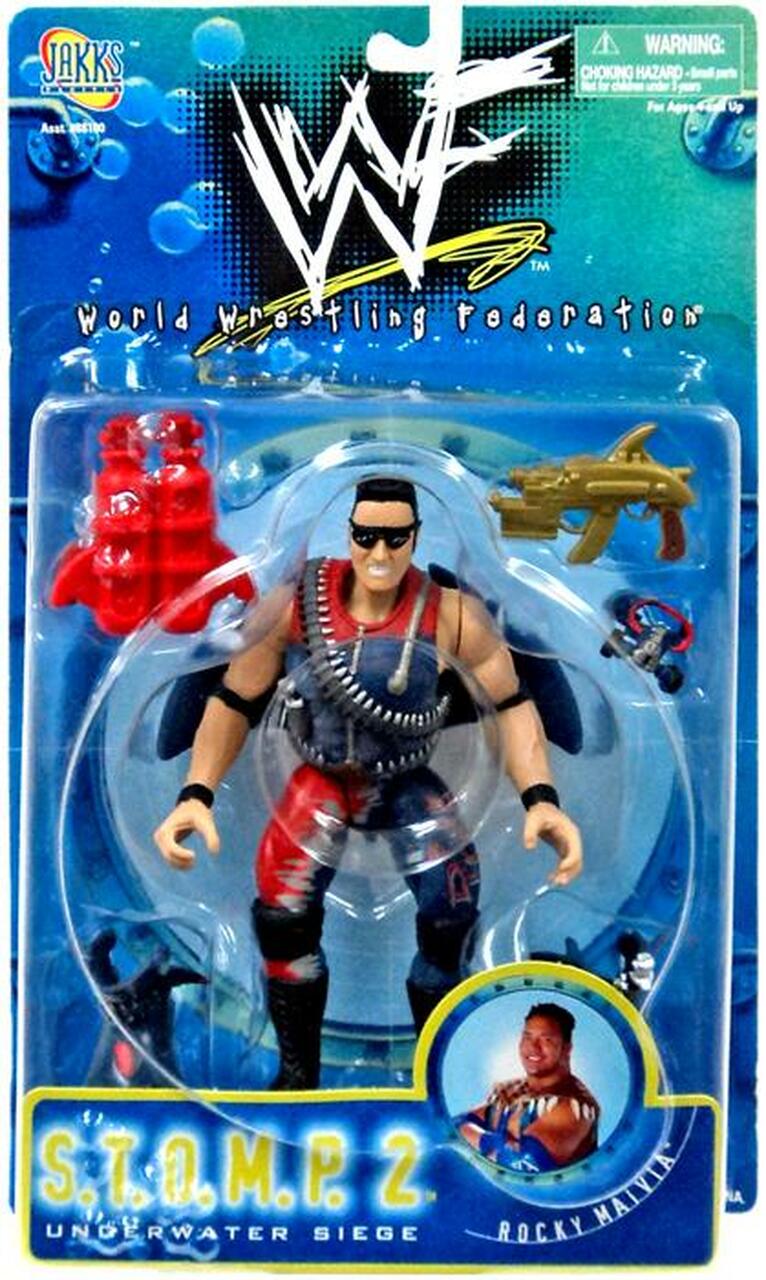 1998 WWF Jakks Pacific S.T.O.M.P. Series 2 Rocky Maivia Action & Toy Figures PWcatalog