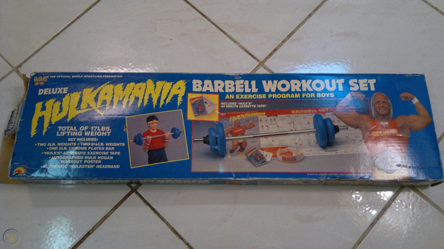 Hulk Hogan LJN Hulkamania Barbell Workout Set PWcatalog