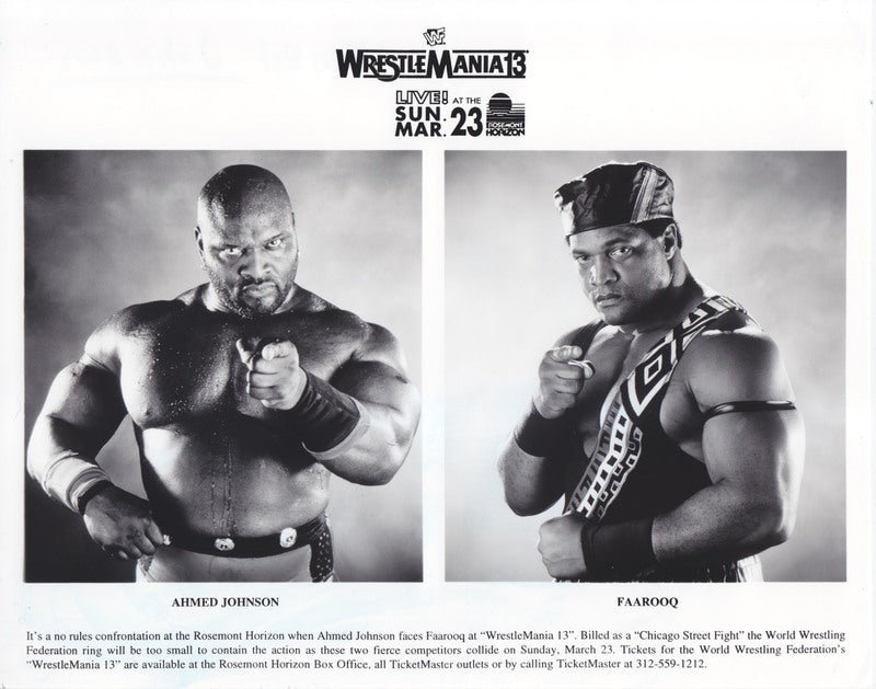 1997 WRESTLEMANIA 13 Faarooq vs. Ahmed Johnson PWcatalog