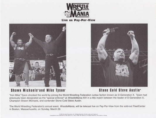 1998 WrestleMania 14 Stone Cold Steve Austin vs. Shawn Michaels w/Mike Tyson