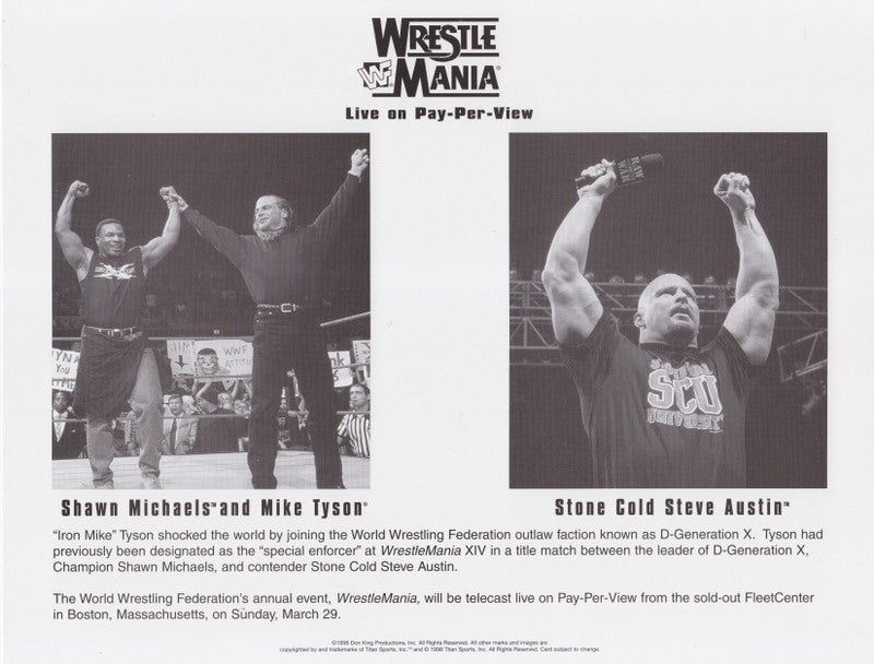 1998 Wrestlemania 14 Stone Cold Steve Austin vs. Shawn Michaels w/Mike Tyson PWcatalog