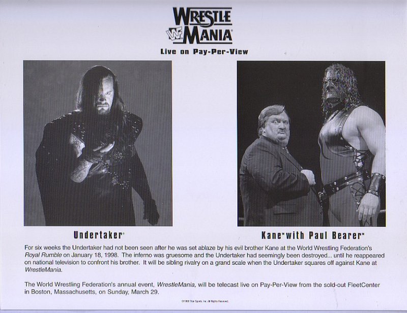 1998 Wrestlemania 14 Undertaker vs. Kane PWcatalog