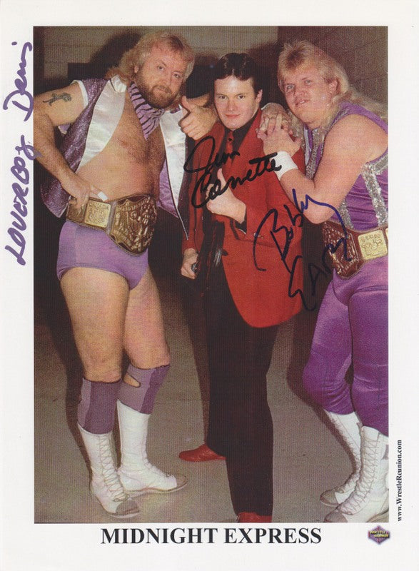 2005 Wrestlereunion NWA TAG TEAM CHAMPIONS Midnight Express w/Jim Cornette (signed) Promo Photo PWcatalog