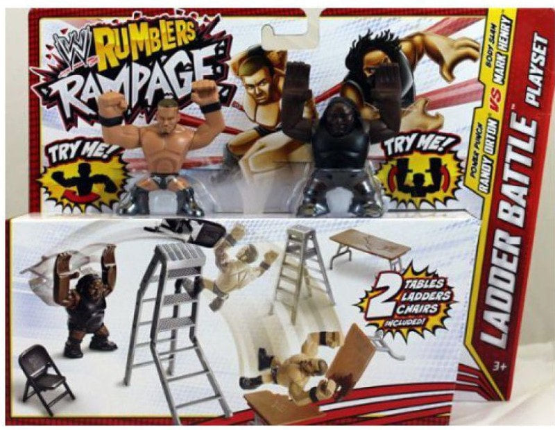 WWE Mattel Rumblers Rampage Wrestling Rings & Playsets: Ladder Battle Playset: Randy Orton vs. Mark Henry Action & Toy Figures PWcatalog