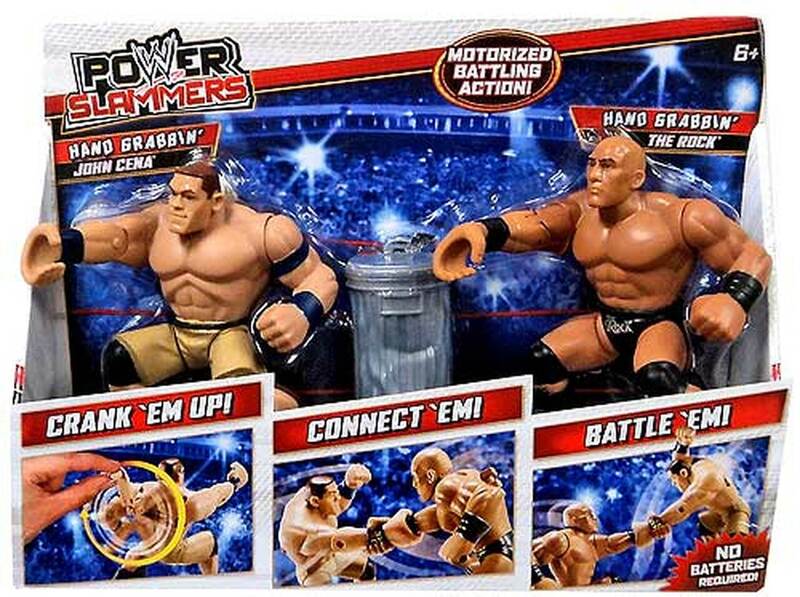 WWE Mattel Power Slammers 3 Hand Grabbin' John Cena & Hand Grabbin' The Rock Action & Toy Figures PWcatalog