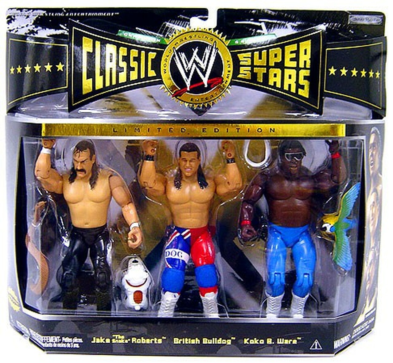 WWE Jakks Pacific Classic Superstars 3-Packs 8 Jake "The Snake" Roberts, British Bulldog & Koko B. Ware Action & Toy Figures PWcatalog