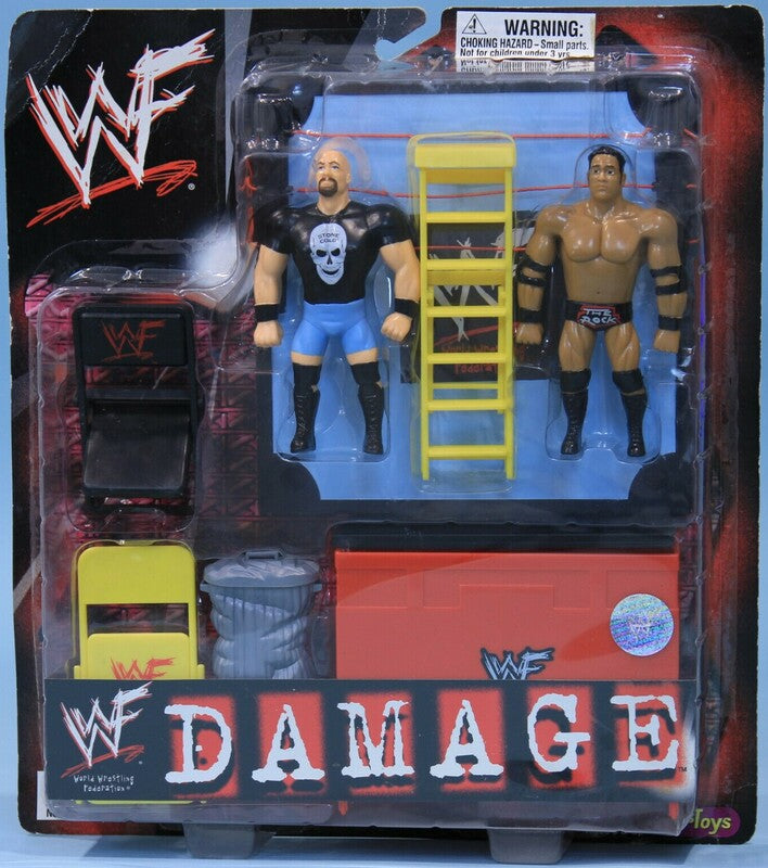 WWF Just Toys Bend-Ems Damage Stone Cold Steve Austin & The Rock Action & Toy Figures PWcatalog