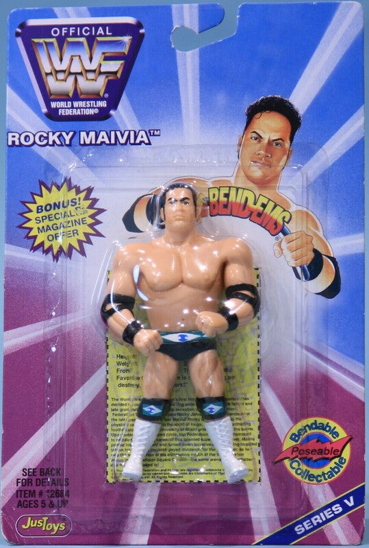 WWF Just Toys Bend-Ems 5 Rocky Maivia Action & Toy Figures PWcatalog