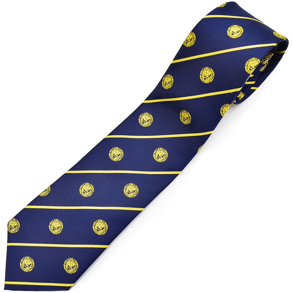 Silk tie lion mark dark blue x yellow stripe Other Goods PW Catalog