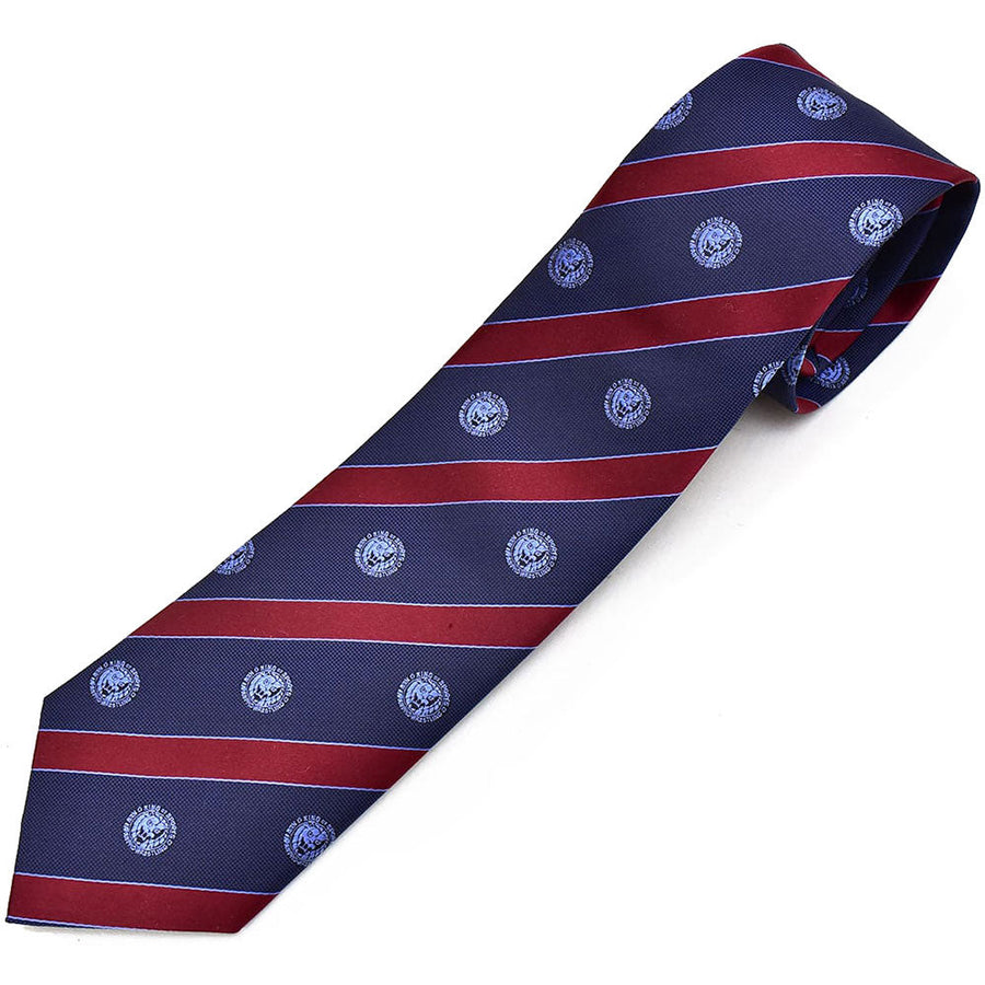 Silk tie lion mark dark blue x blue red stripe Other Goods PW Catalog