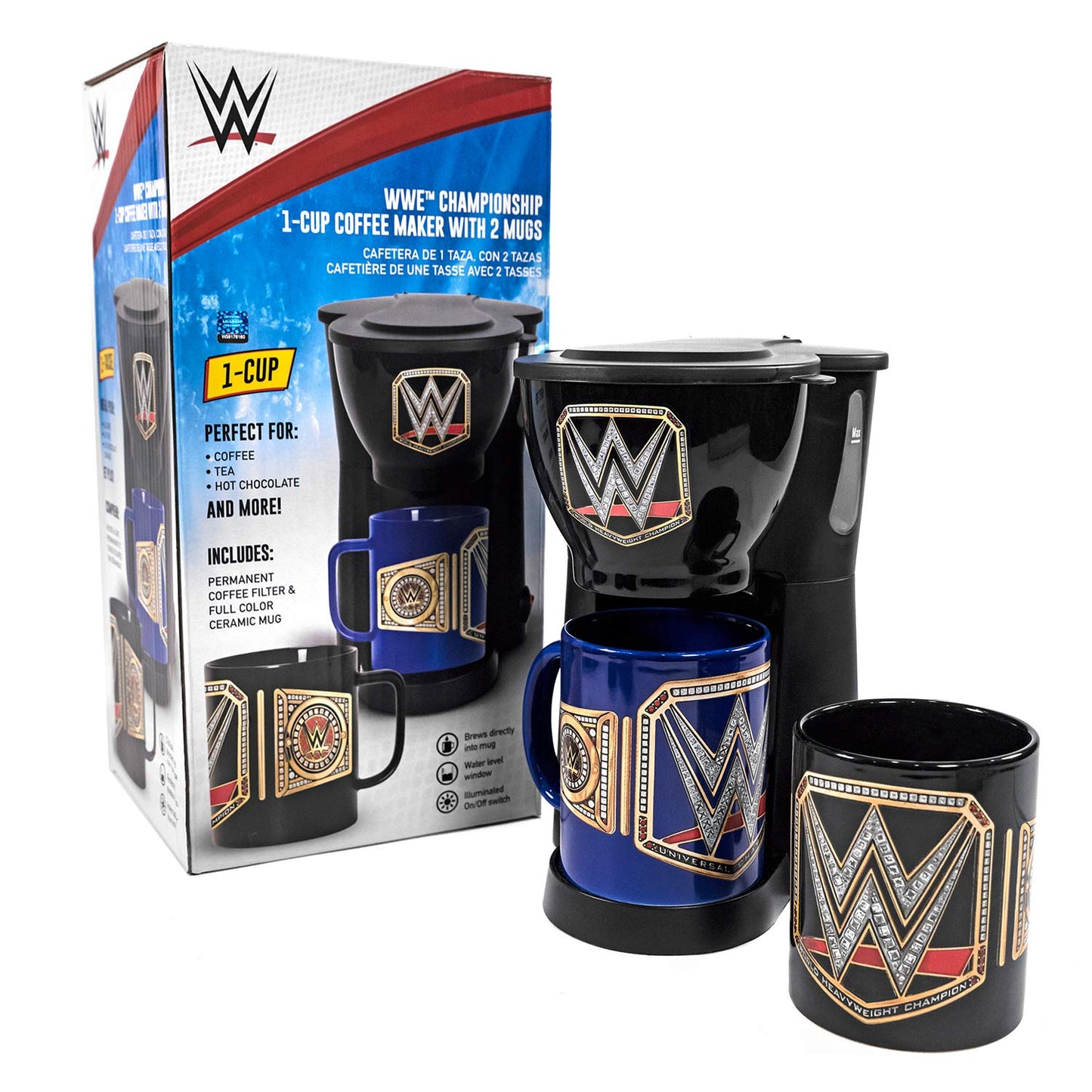 WWE Championship Coffee Maker & Mugs Set