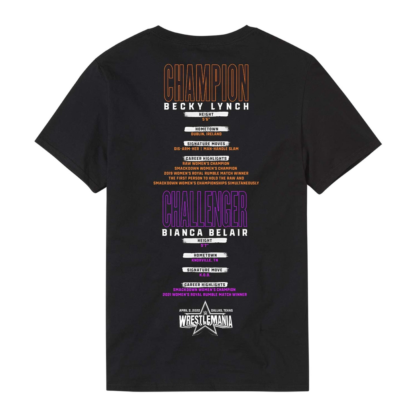 WrestleMania 38 Becky Lynch vs Bianca Belair Match T-Shirt