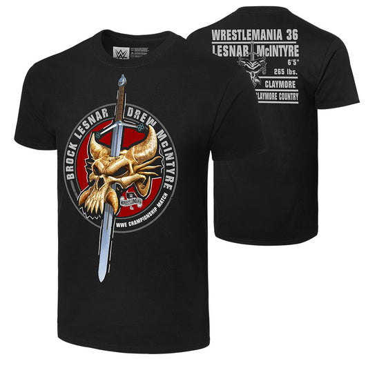 WrestleMania 36 Brock Lesnar vs Drew McIntyre Match Up T-Shirt T-Shirt PW Catalog