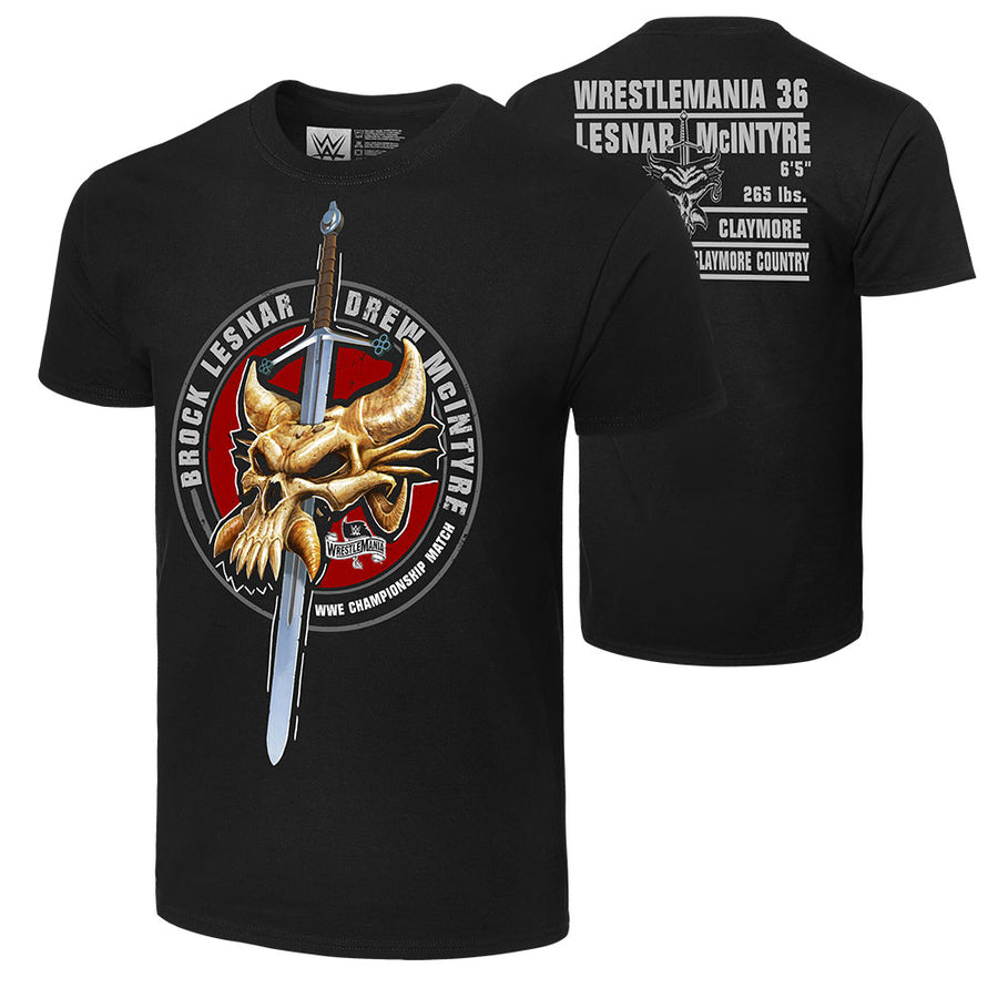 WrestleMania 36 Brock Lesnar vs Drew McIntyre Match Up T-Shirt T-Shirt PW Catalog