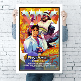 WrestleMania III Ricky Steamboat vs Randy Savage Legendary Moments Poster Wall art PW Catalog