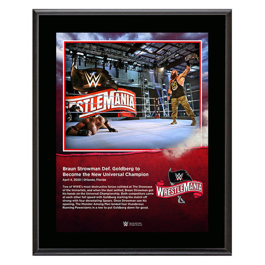 WrestleMania 36 Braun Strowman 10 x 13 Limited Edition Plaque Plaque PW Catalog