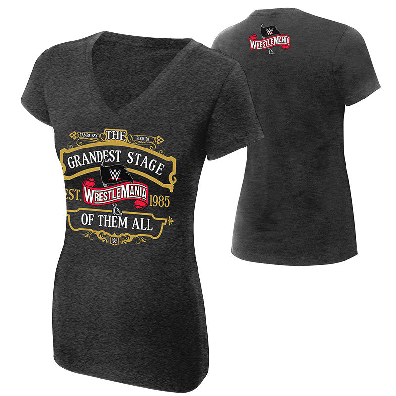 WrestleMania 36 "Grandest Stage" Women's V-Neck T-Shirt T-Shirt PW Catalog
