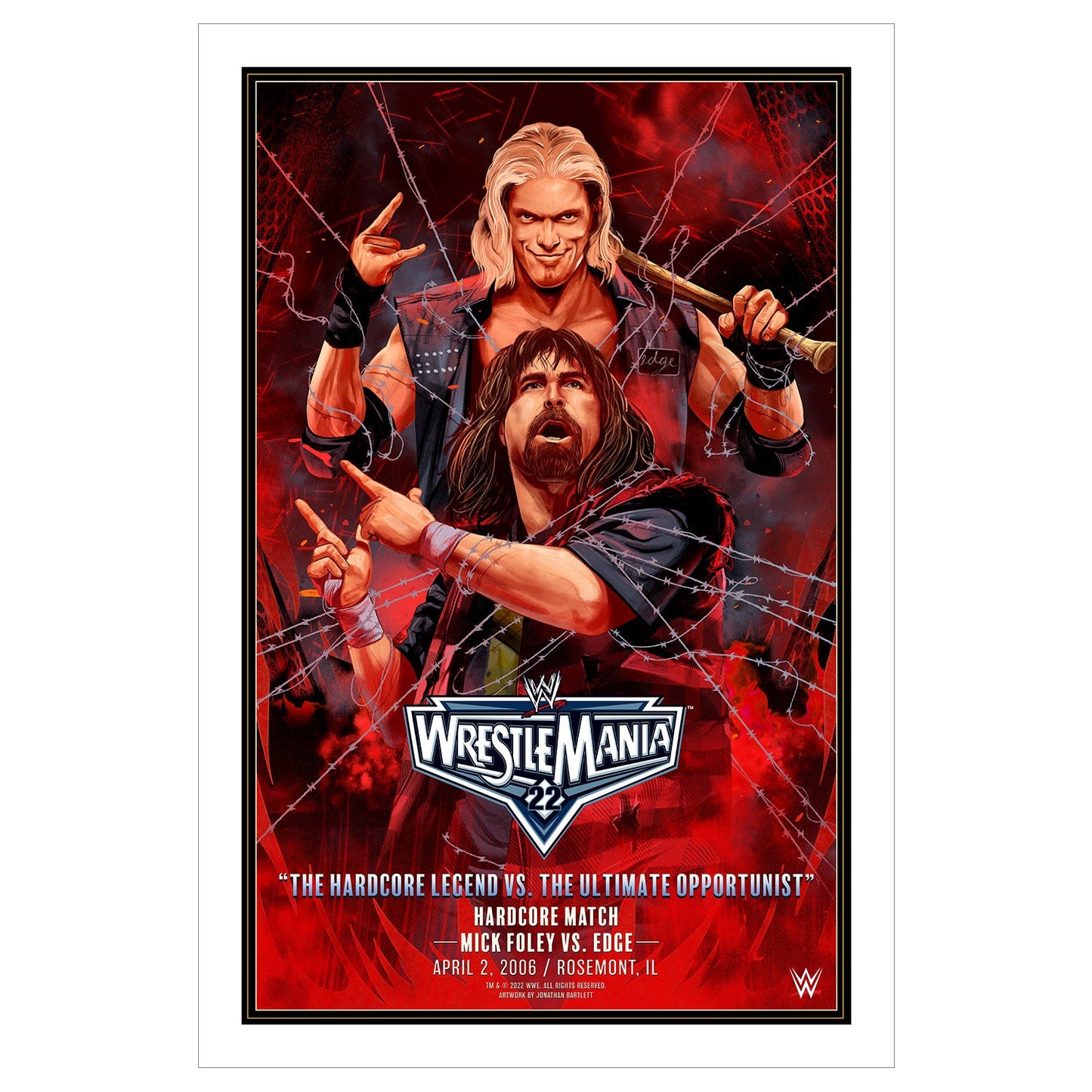 WrestleMania 22 "Hardcore Legend vs Ultimate Opportunist" 24x36 Art Poster