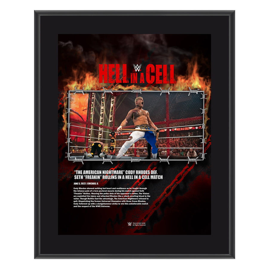 Cody Rhodes Hell in a Cell 2022 10x13 Commemorative Plaque