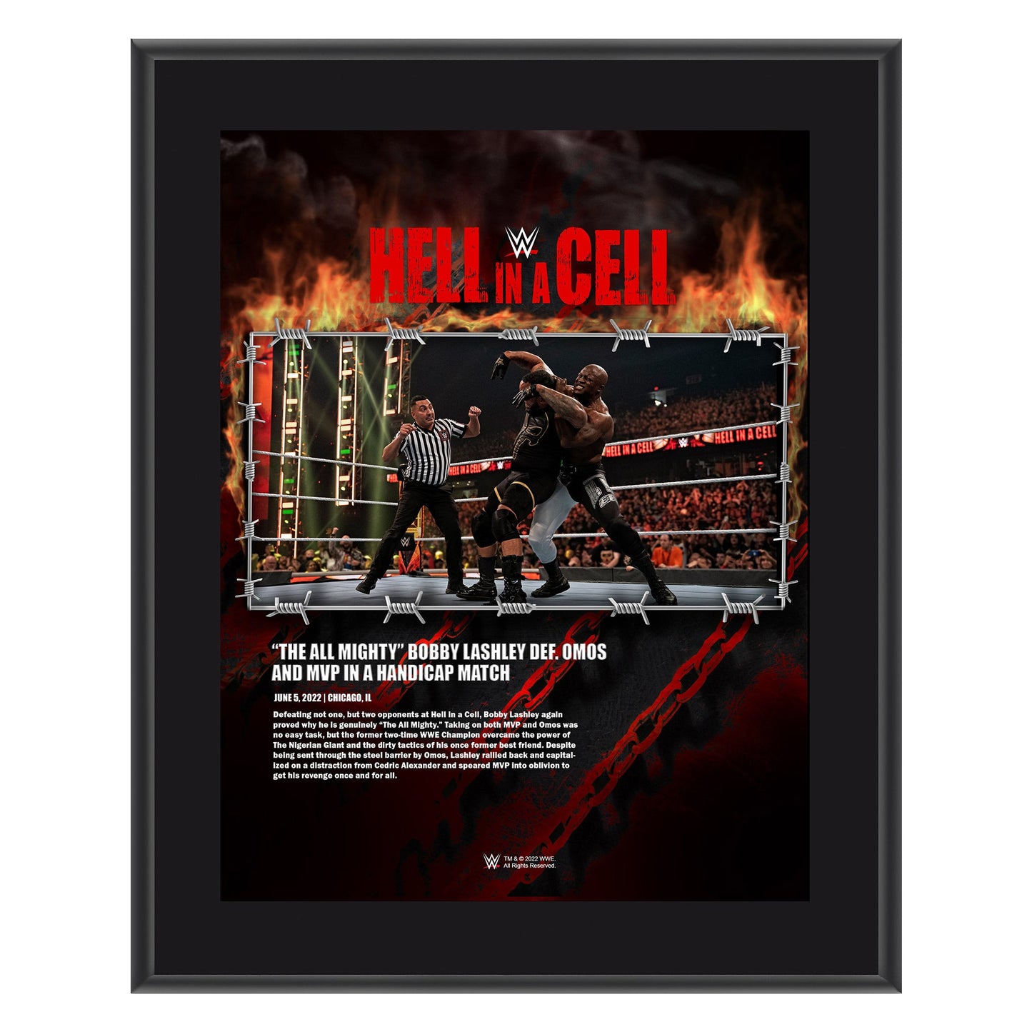 Bobby Lashley Hell in a Cell 2022 10x13 Commemorative Plaque