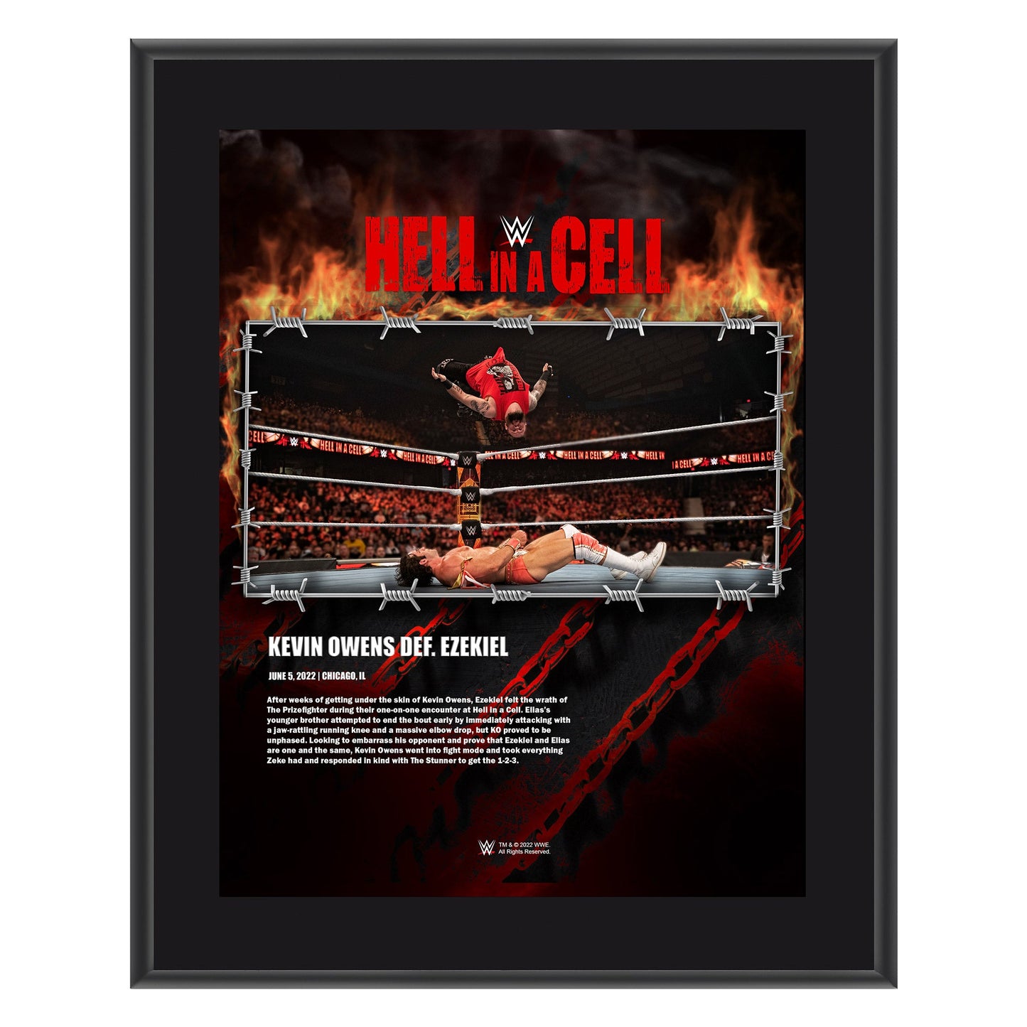 Kevin Owens Hell in a Cell 2022 10x13 Commemorative Plaque