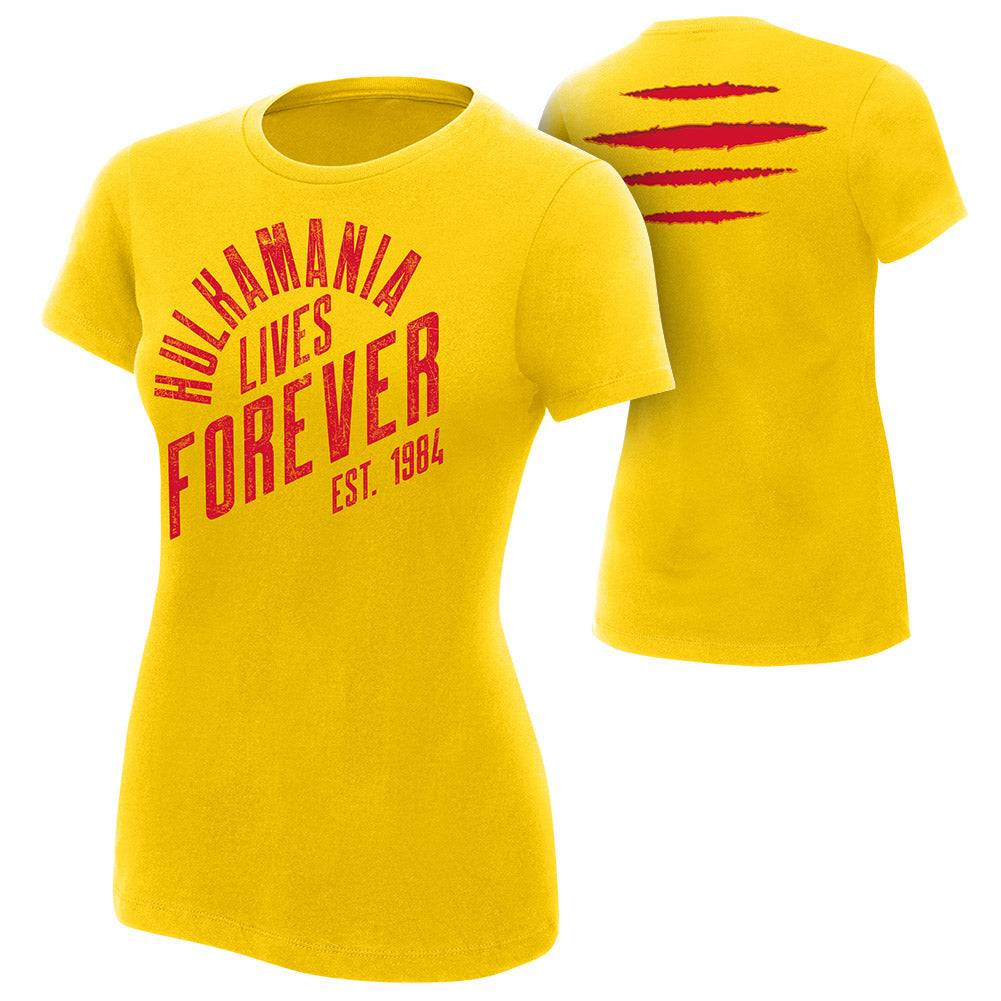 Hulk Hogan "Hulkamania Lives Forever" Women's Authentic T-Shirt T-Shirt PW Catalog