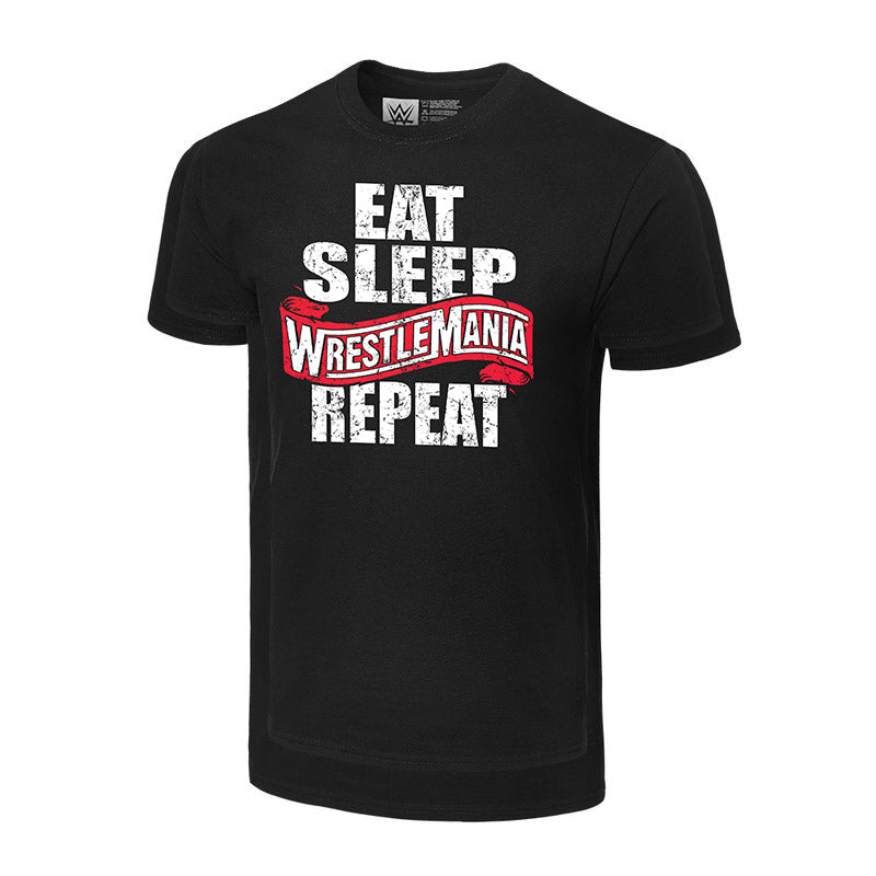 WrestleMania 36 "Eat Sleep WrestleMania Repeat" T-Shirt T-Shirt PW Catalog