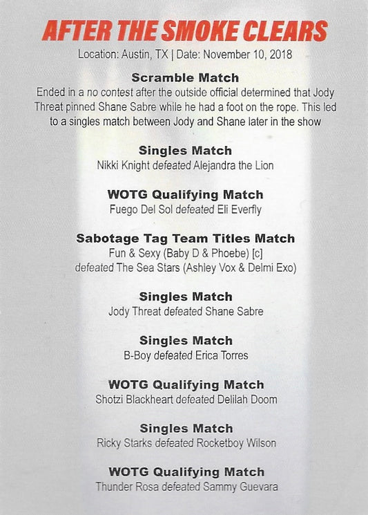 After the Smoke Clears trading card PW Catalog