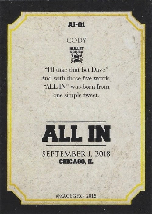 Cody “the American Nightmare” trading card PW Catalog