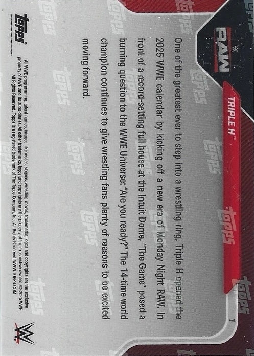 Triple H Ushers in New ERA of WWE RAW trading card PW Catalog