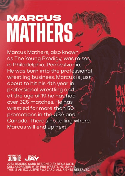 Marcus Mathers trading card PW Catalog