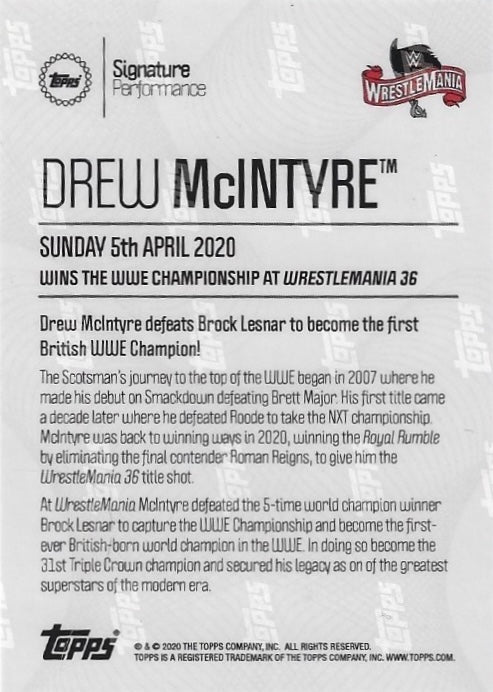 Drew Mcintyre Sunday 5th April 2020 trading card PW Catalog