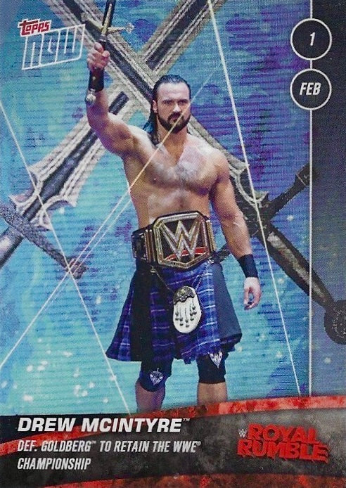 Drew Mcintyre DEF. Goldberg to Retain the WWE Championship trading card PW Catalog