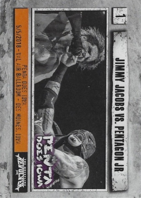 Jimmy Jacobs vs. Pentagon JR. trading card PW Catalog