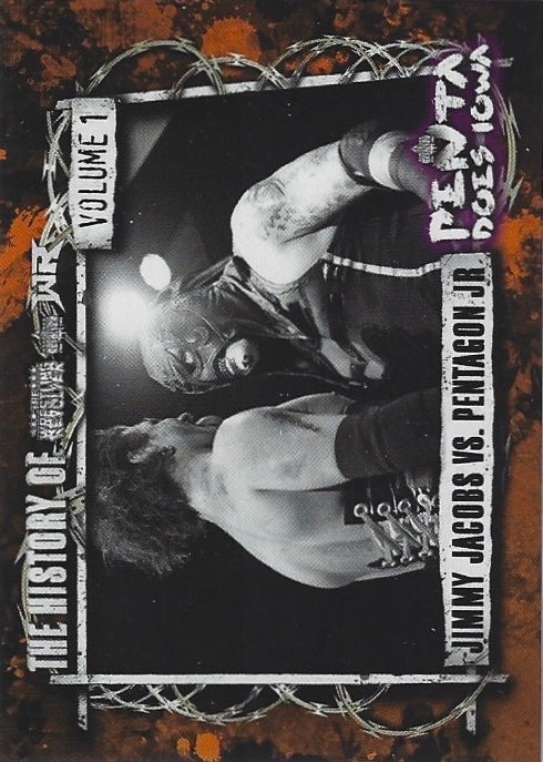 Jimmy Jacobs vs. Pentagon JR. trading card PW Catalog