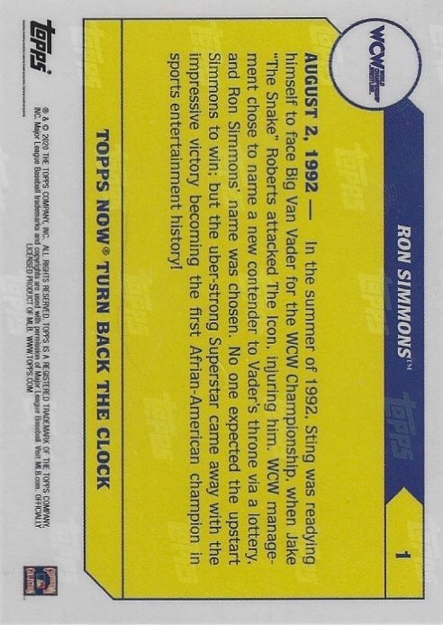 WCW 8.2.1992 RON Simmons Wins the WCW Championship trading card PW Catalog