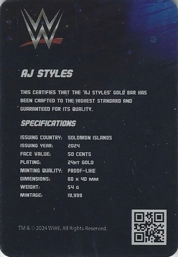 AJ Styles trading card PW Catalog