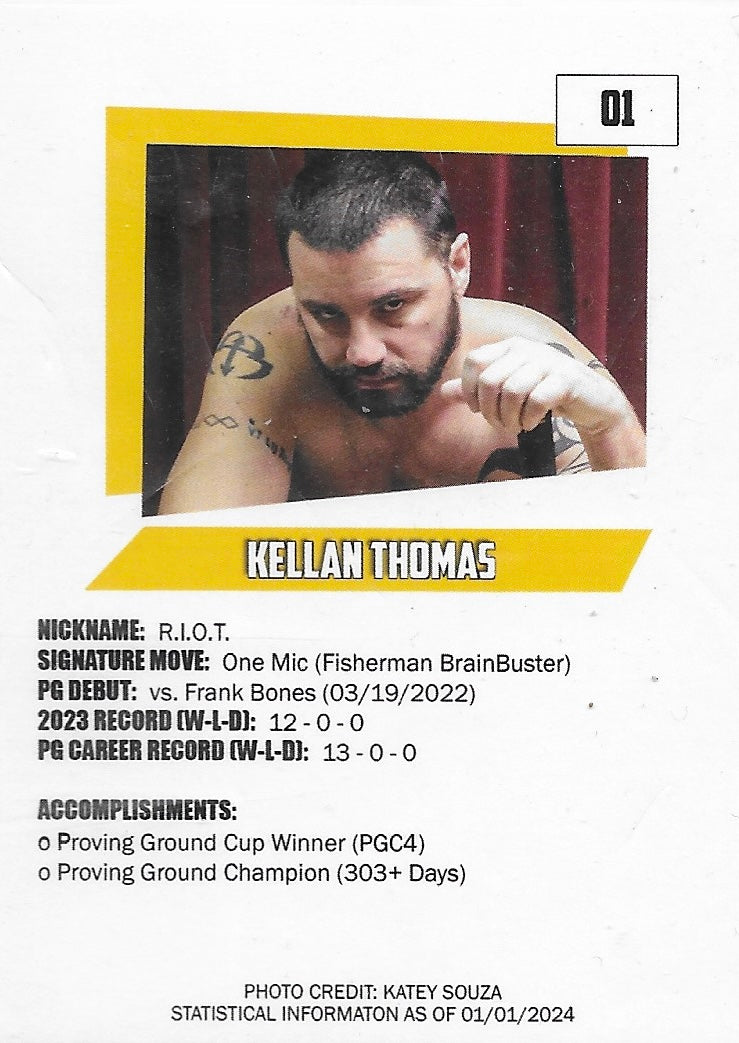 R.I.O.T. Kellan Thomas trading card PW Catalog