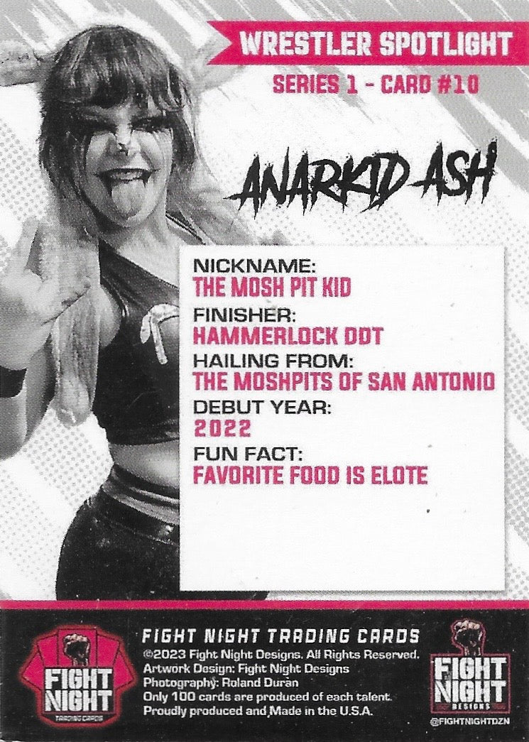 Defining Moments in Indie Wrestling: Anarkid ASH trading card PW Catalog