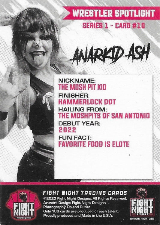 Defining Moments in Indie Wrestling: Anarkid ASH trading card PWcatalog
