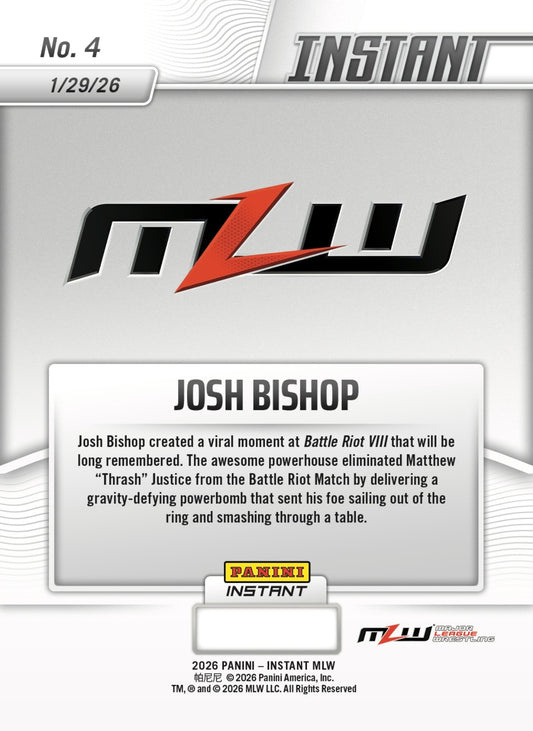 Josh Bishop – Josh Bishop Sends Matthew Justice Flying trading card PW Catalog