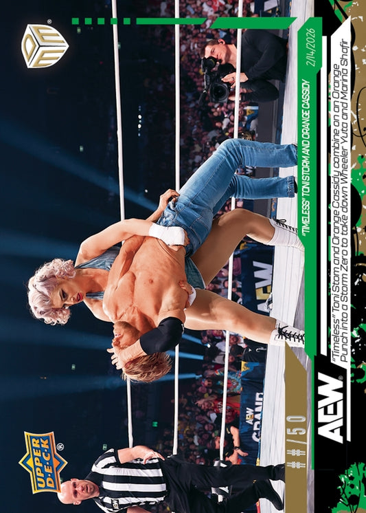 “Timeless” Toni Storm and Orange Cassidy – “Timeless” Toni Storm and Orange Cassisdy Combine on an Orange Punch Into a Storm Zero to Take Down Wheeler Yuta and Marina Shafir