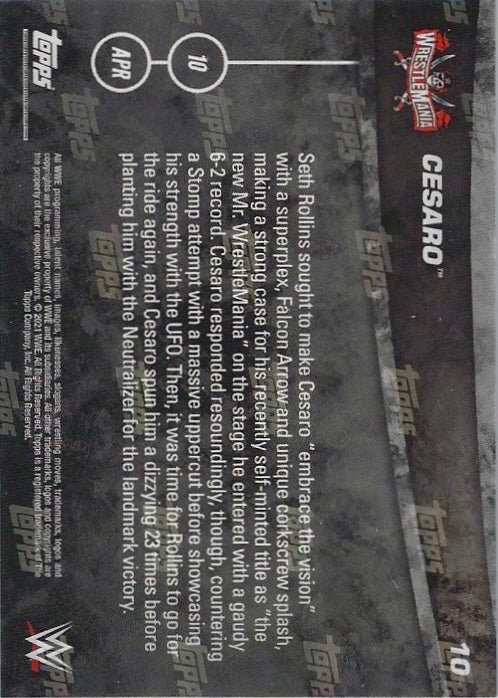 Cesaro DEF. Seth Rollins trading card PW Catalog