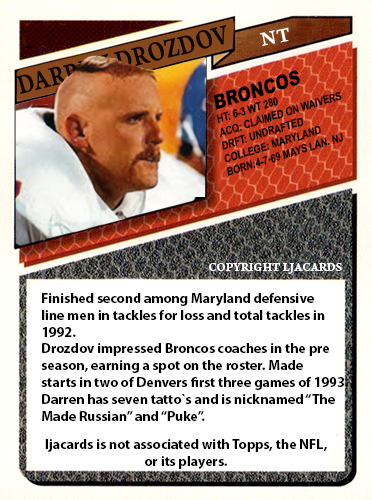 Darren Drozdov – Broncos trading card PW Catalog