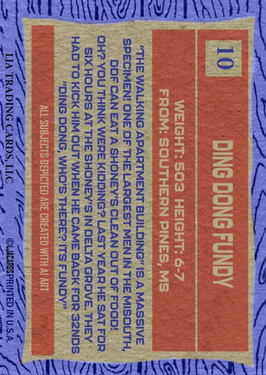 Ding Dong Fundy trading card PW Catalog