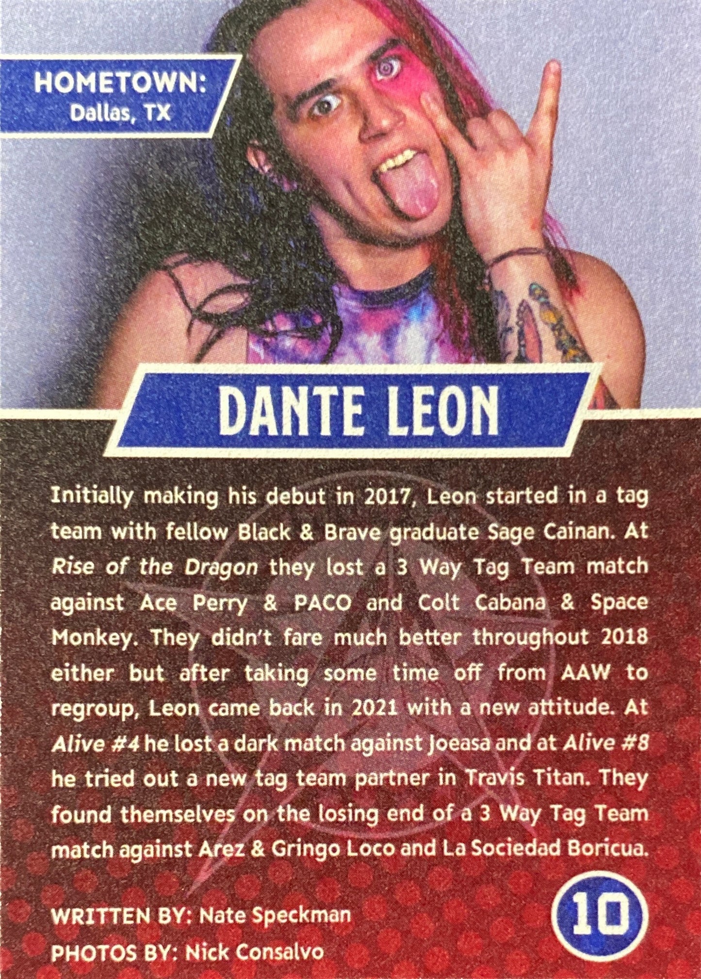Dante Leon trading card PW Catalog