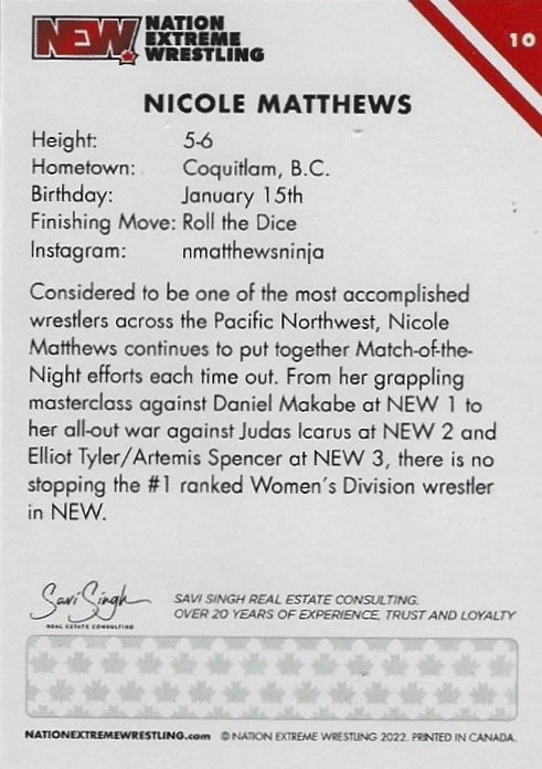 Nicole Matthews trading card PW Catalog